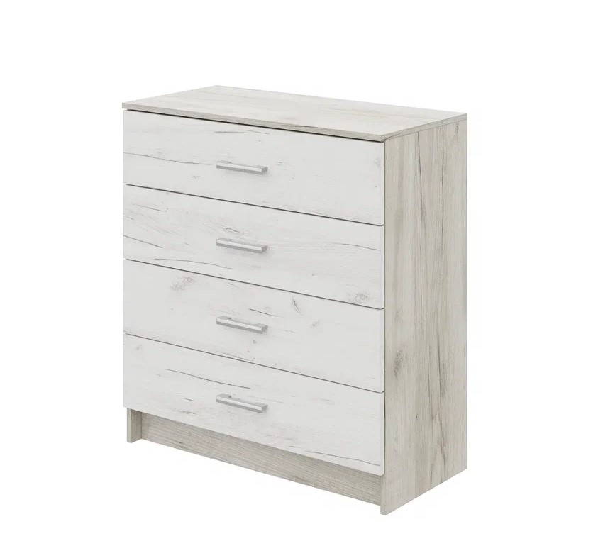 Комод "Гармония" 4 ящика (КМ 601 Дуб крафт серый/Дуб крафт белый )